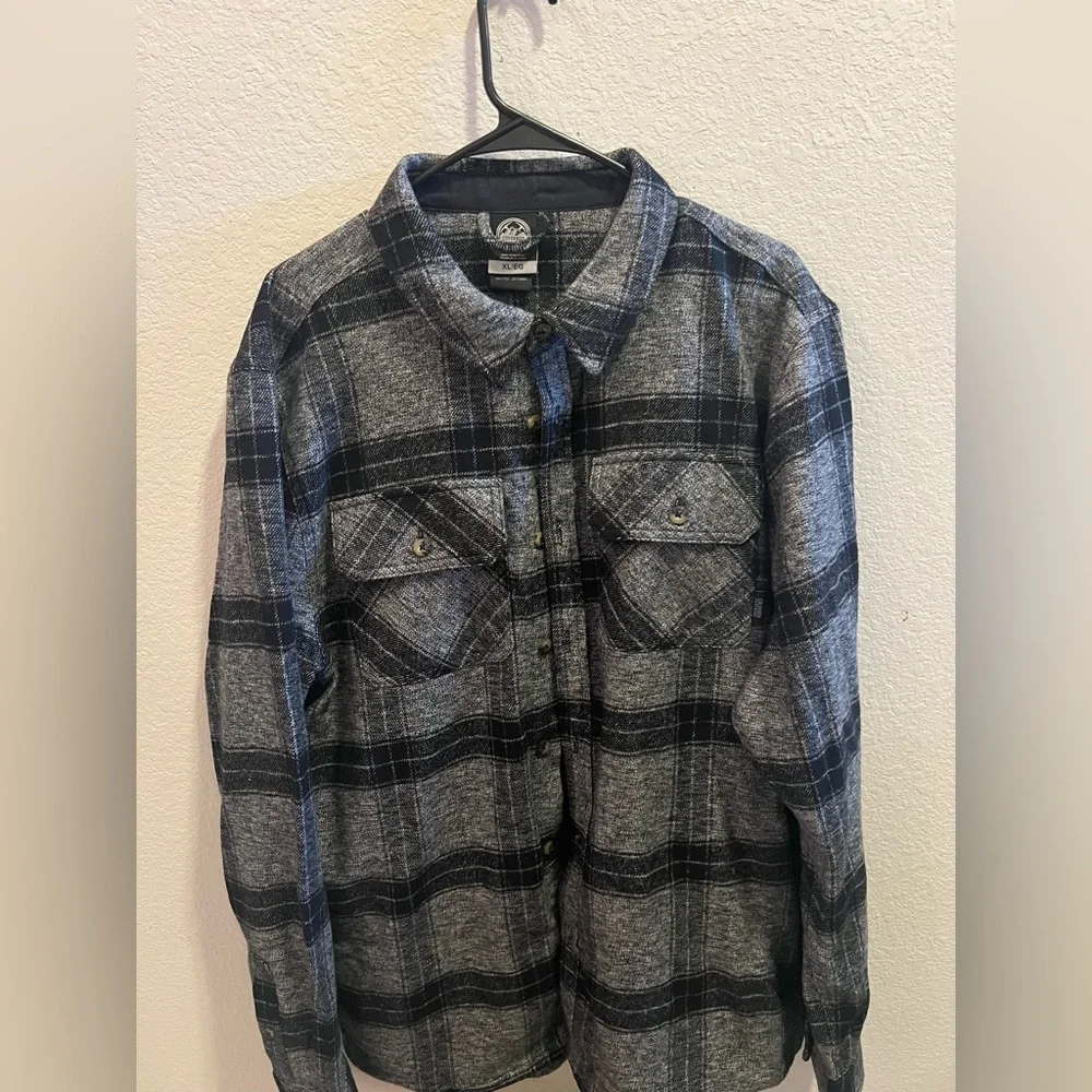 Gray and Black Plaid Button-Up Shirt
